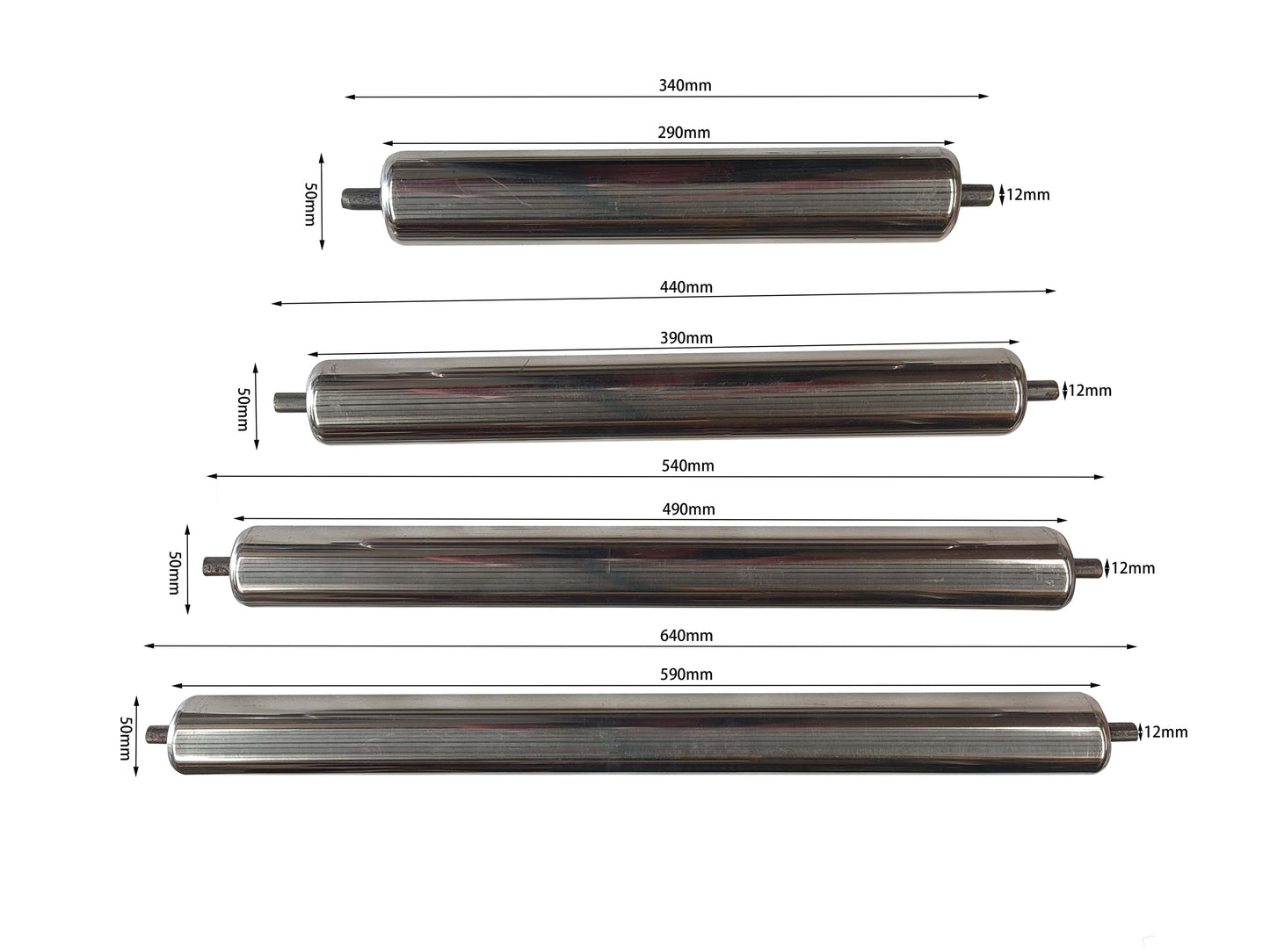 Conveyor Roller Non-powered Roller L290/L390/L490/L590mm x 50 x 12mm
