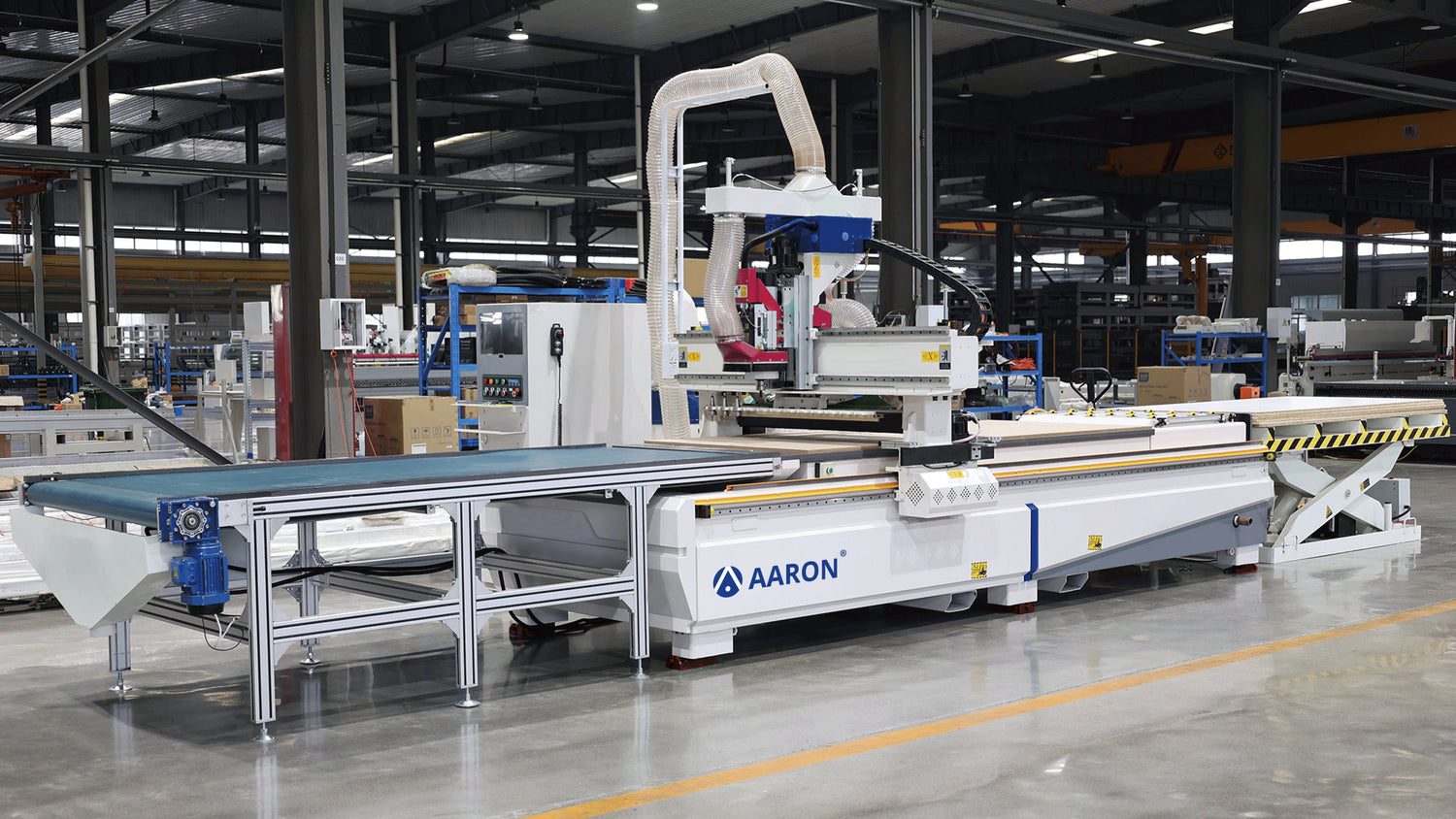 Aaron CNC Flatbed Nesting Machine 3618DL with labelling, loading and unloading.